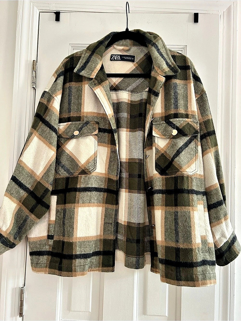 Zara Women's Plaid Overshirt in Green & Brown Size XXL